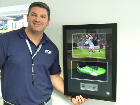 ICP Networks MD Matt Archer snap up Sergio Aguero signed boot in support of CITC
