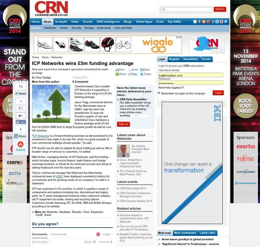 CRN Channel Web feature ICP Networks deal with HSBC