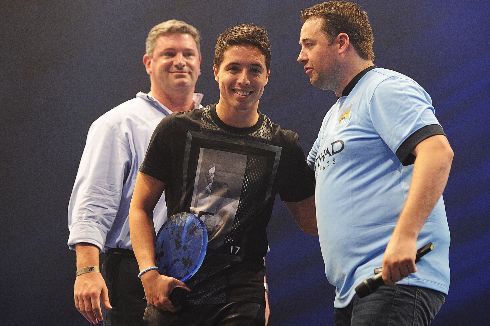 ICP Networks MD Matt Archer on stage with Man City star Samir Nasri and Jason Manford at City Live